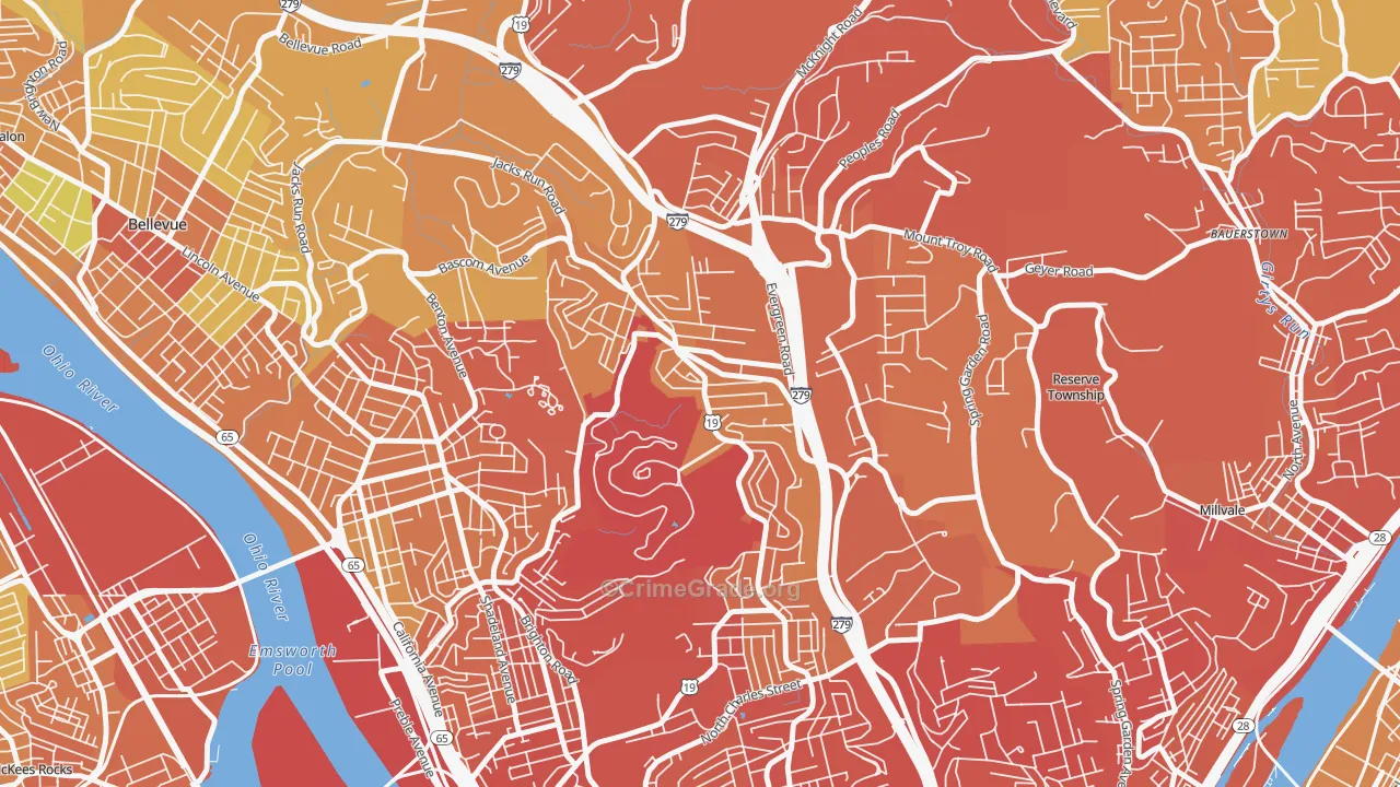 Perry North, Pittsburgh, PA Map of Drug-Related Crime Rates