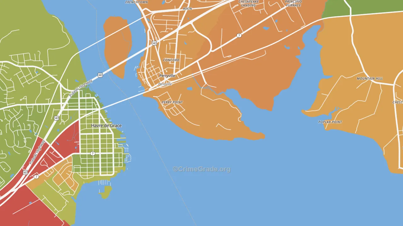 Perry Point, MD Map of Drug-Related Crime Rates