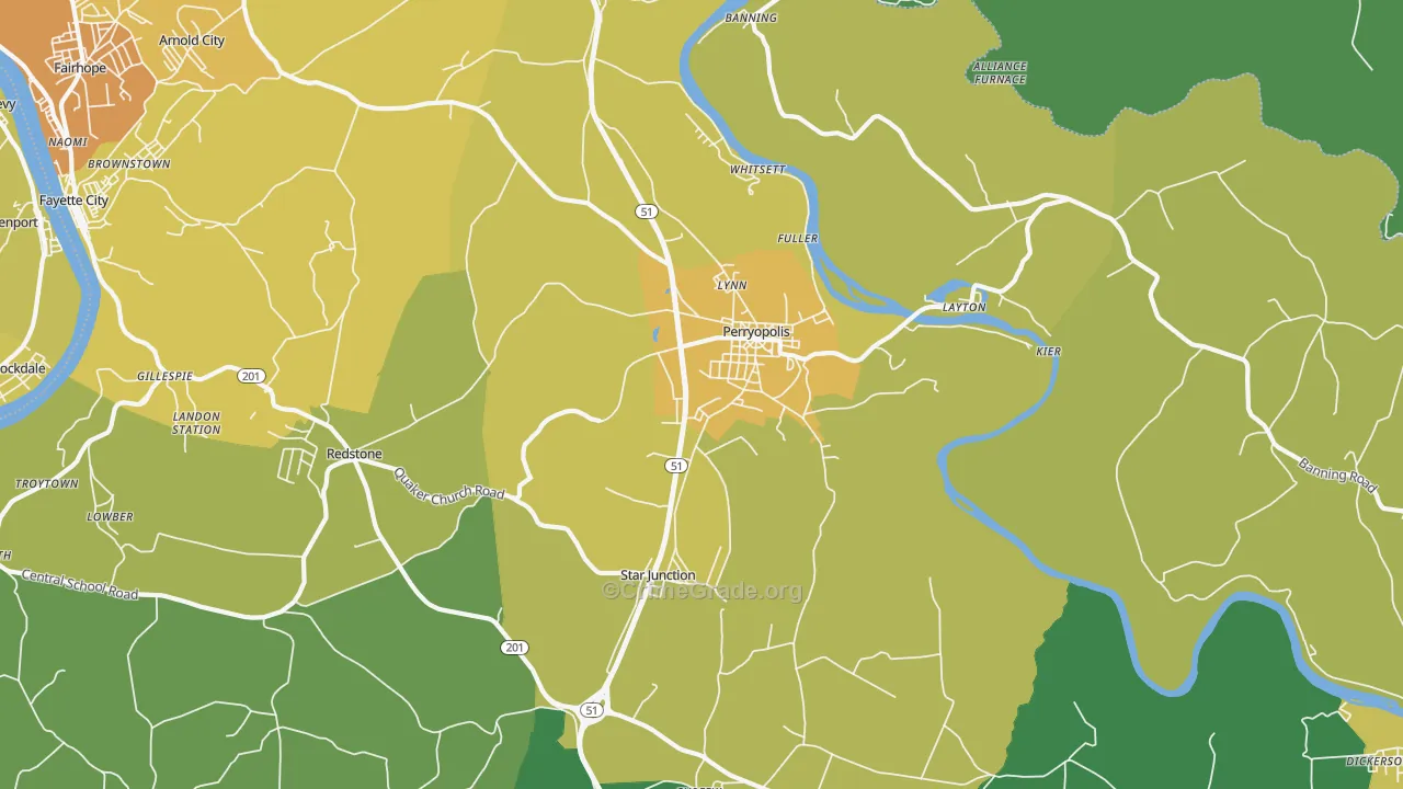 Perryopolis, PA Map of Drug-Related Crime Rates