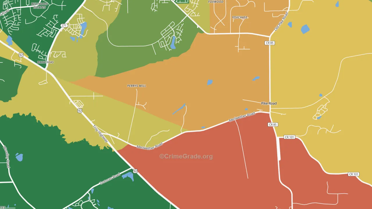 Perrys Mill, AL Map of Drug-Related Crime Rates