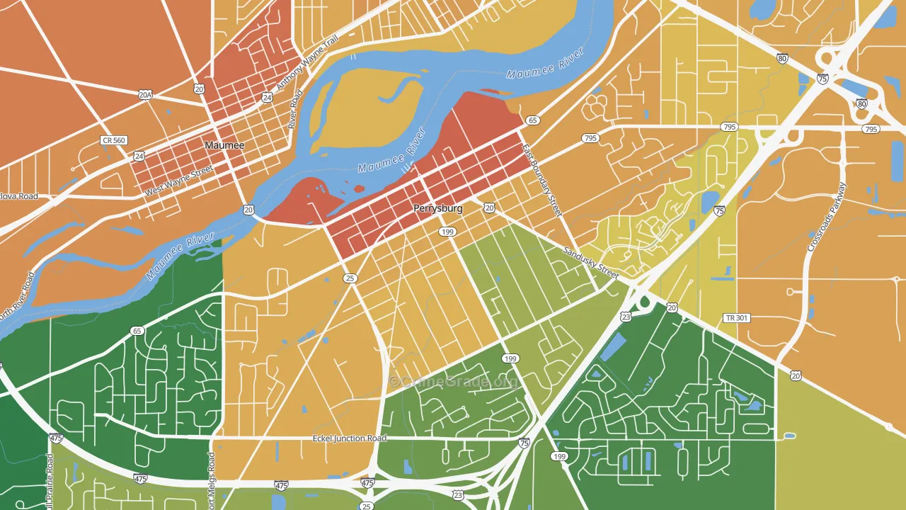 Perrysburg Historic District, Perrysburg, OH Map of Drug-Related Crime Rates