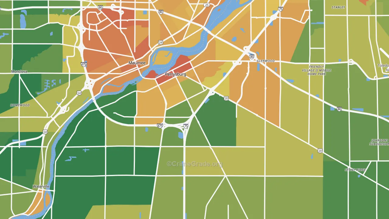 Perrysburg, OH Map of Drug-Related Crime Rates