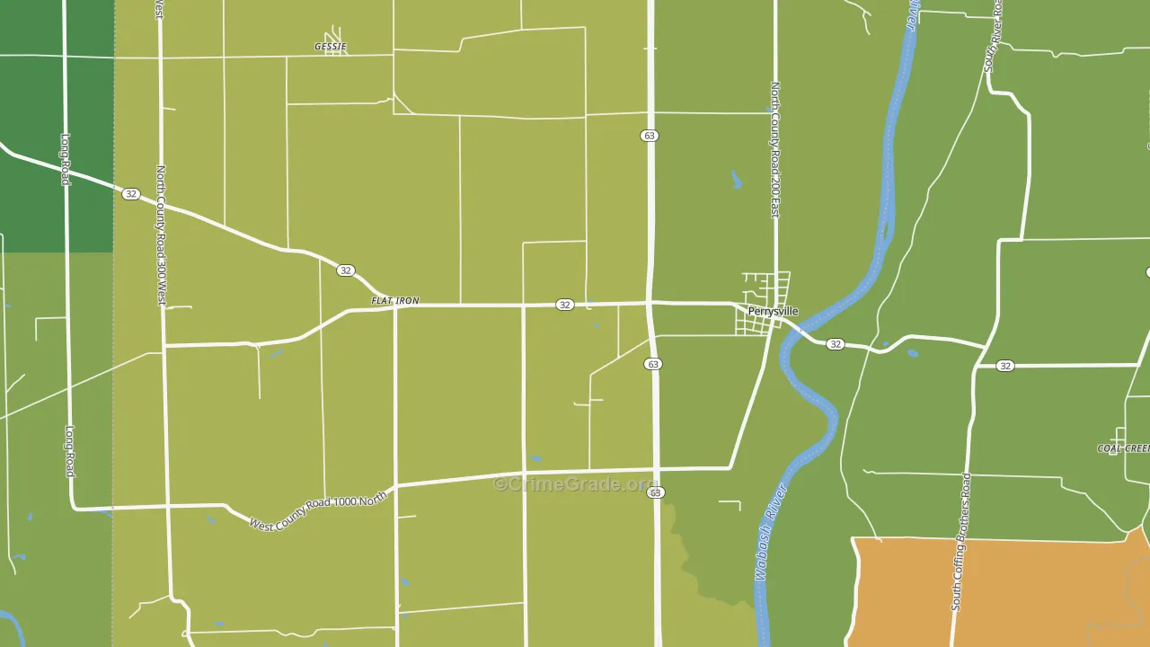 Perrysville, IN Map of Drug-Related Crime Rates