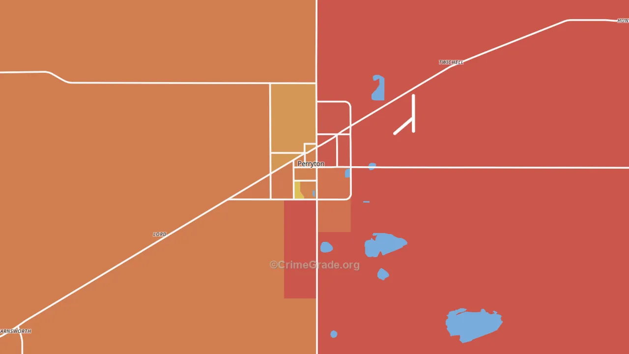 Perryton, TX Map of Drug-Related Crime Rates