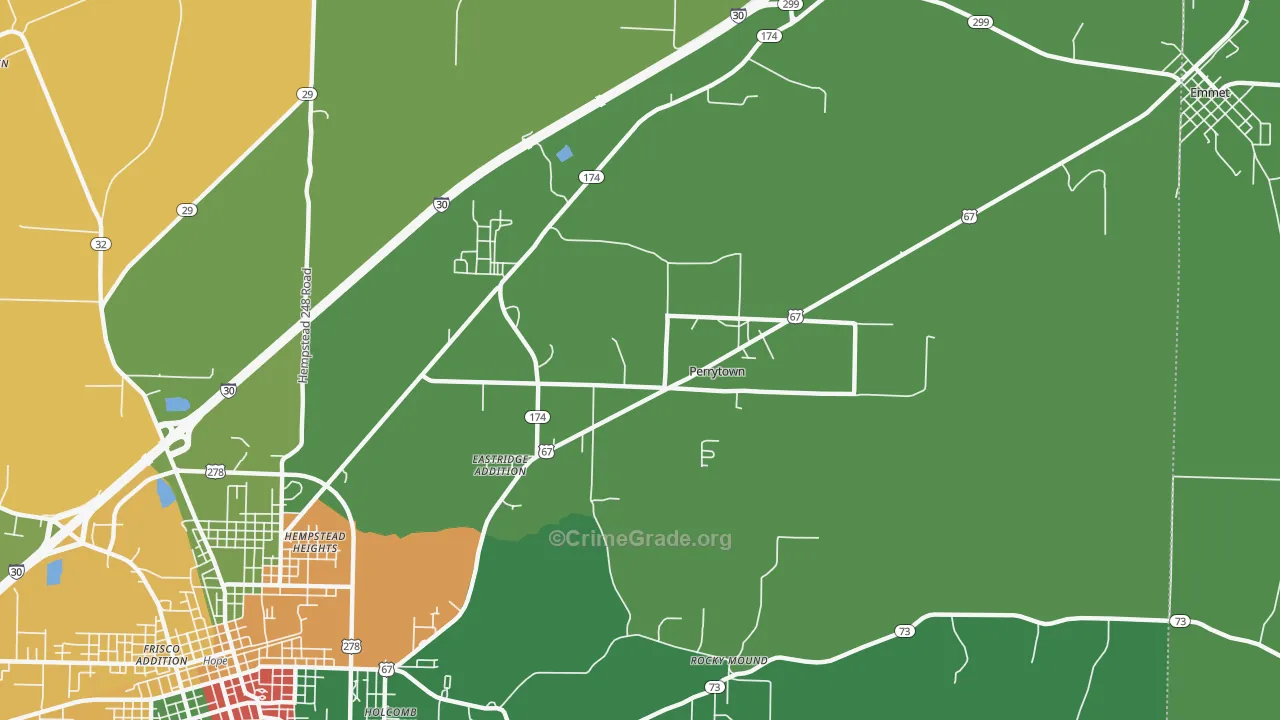 Perrytown, AR Map of Drug-Related Crime Rates