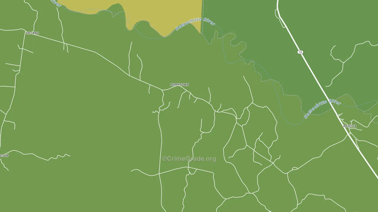 Perrytown, MS Map of Drug-Related Crime Rates