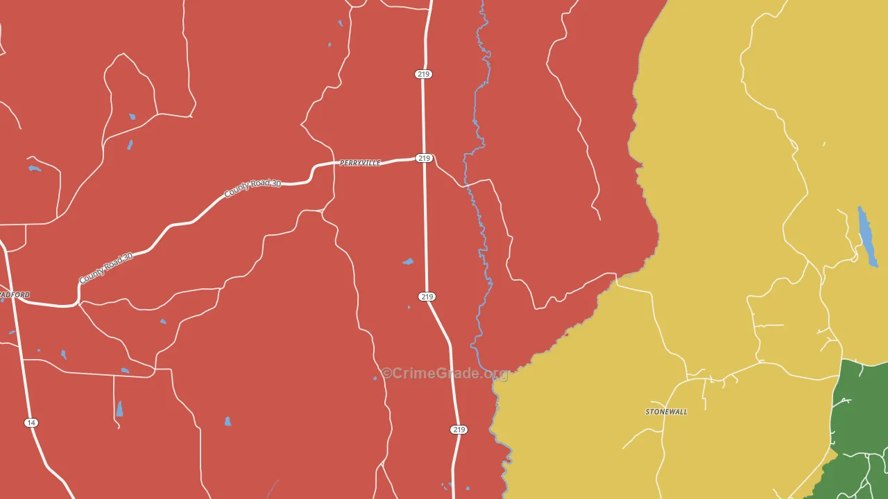 Perryville, AL Map of Drug-Related Crime Rates