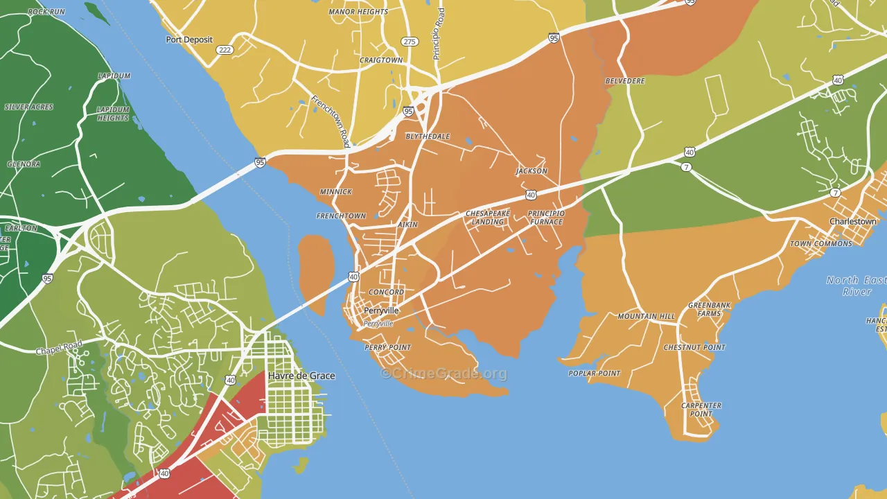 Perryville, MD Map of Drug-Related Crime Rates