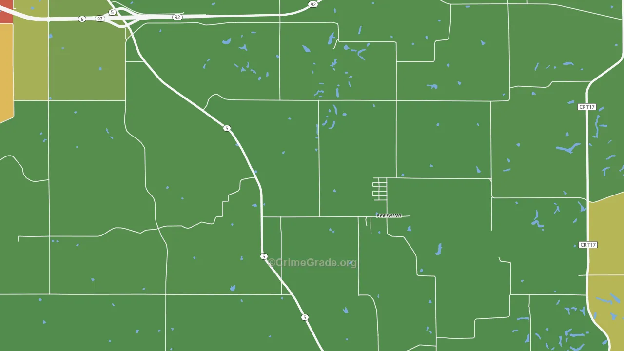Pershing, IA Map of Drug-Related Crime Rates