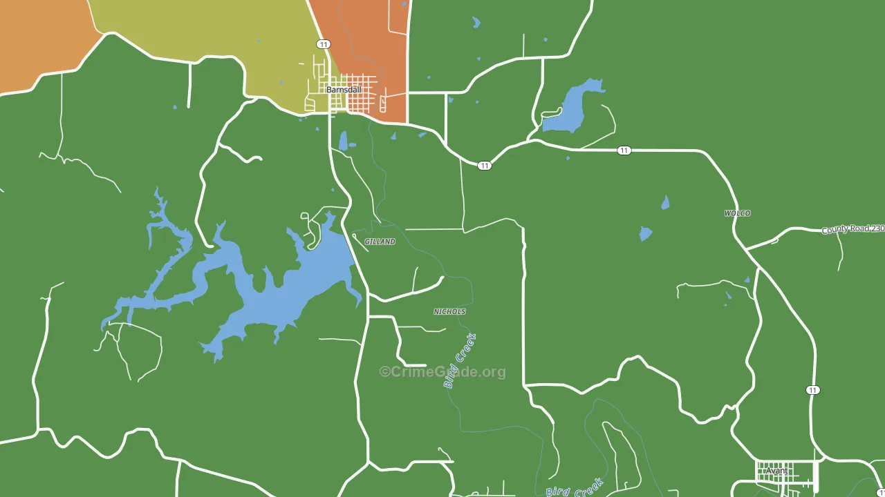 Pershing, OK Map of Drug-Related Crime Rates