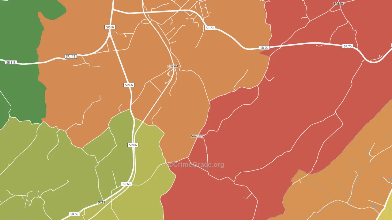 Persia, TN Map of Drug-Related Crime Rates