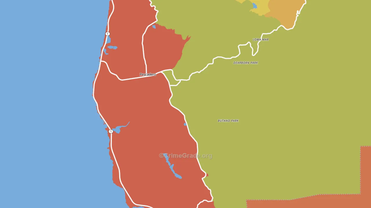 Pescadero, CA Map of Drug-Related Crime Rates