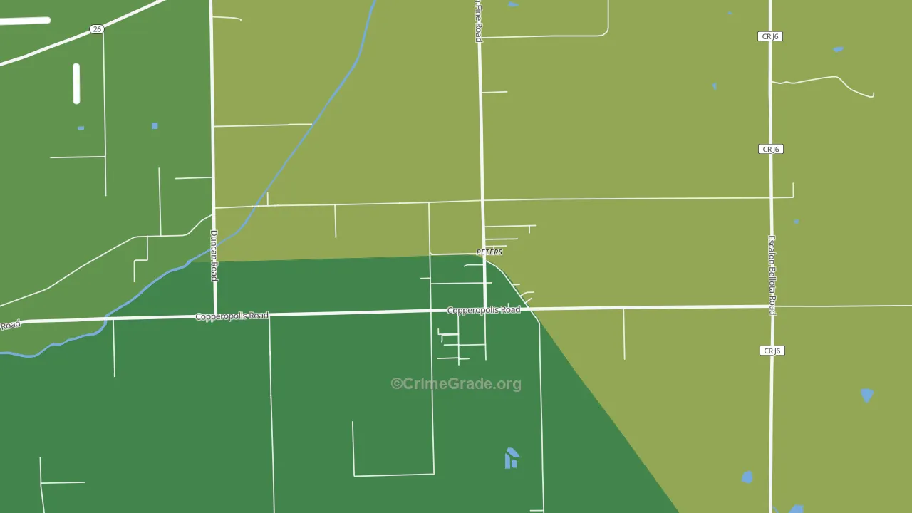 Peters, CA Map of Drug-Related Crime Rates