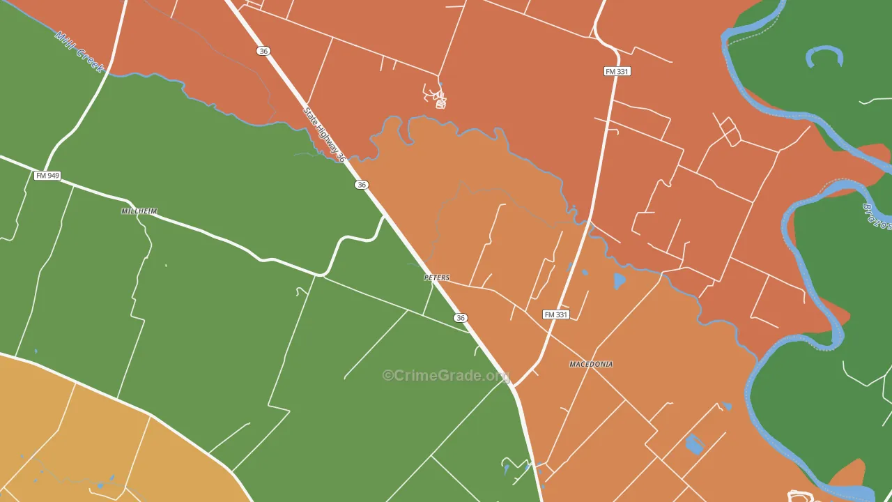 Peters, TX Map of Drug-Related Crime Rates