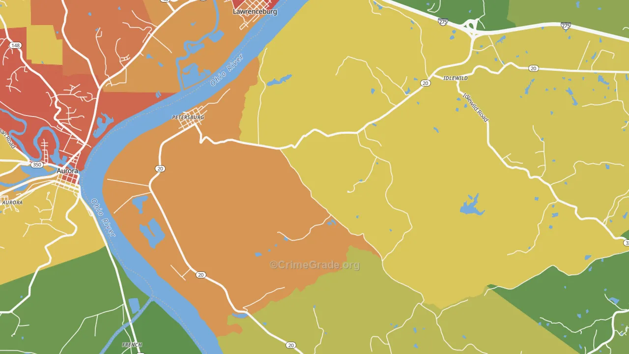 Petersburg, KY Map of Drug-Related Crime Rates