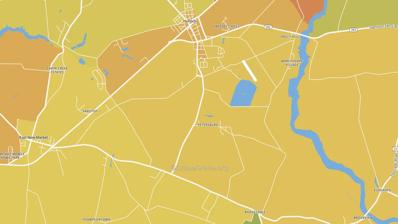 Petersburg, MD Map of Drug-Related Crime Rates
