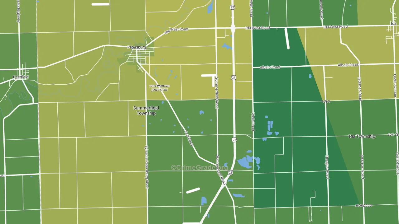 Petersburg, MI Map of Drug-Related Crime Rates