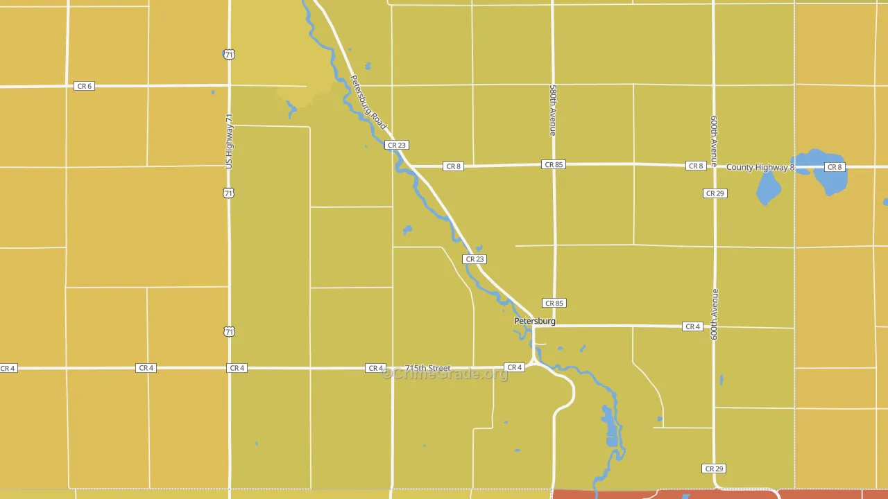 Petersburg, MN Map of Drug-Related Crime Rates