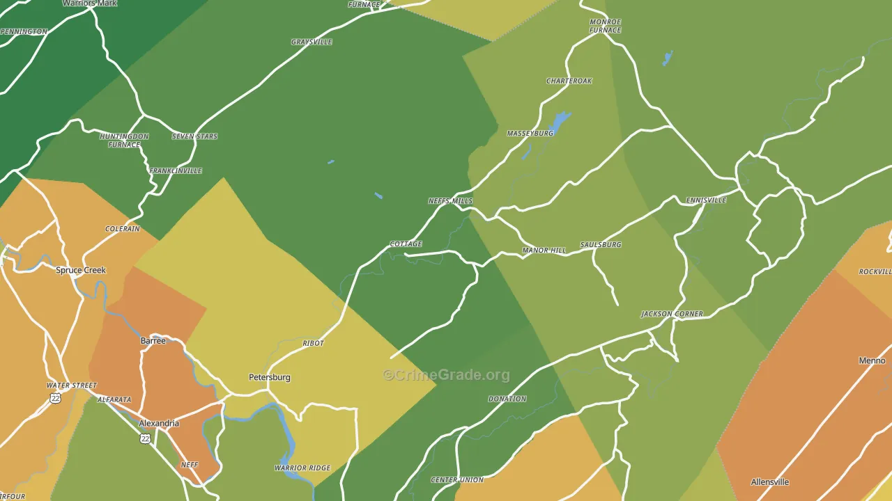 Petersburg, PA Map of Drug-Related Crime Rates