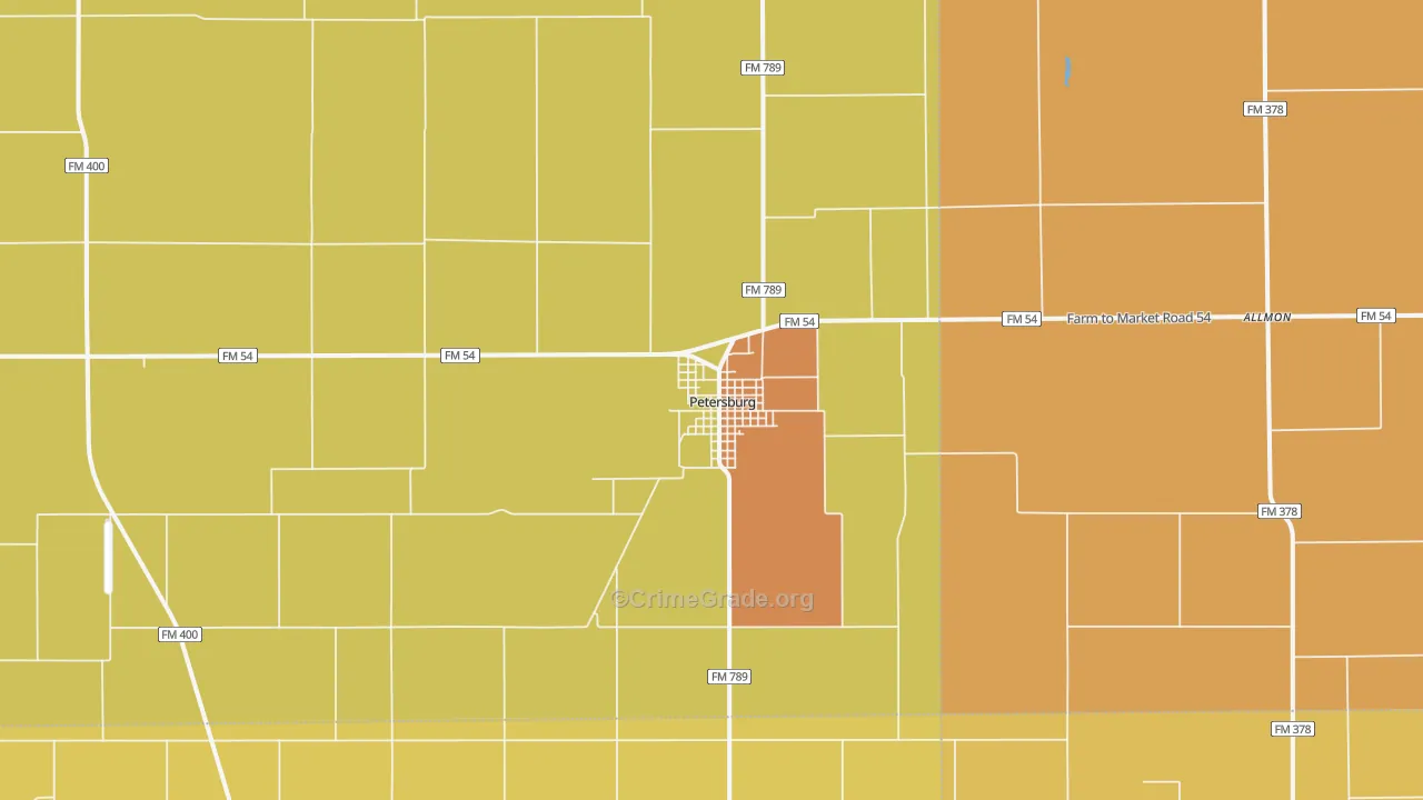 Petersburg, TX Map of Drug-Related Crime Rates