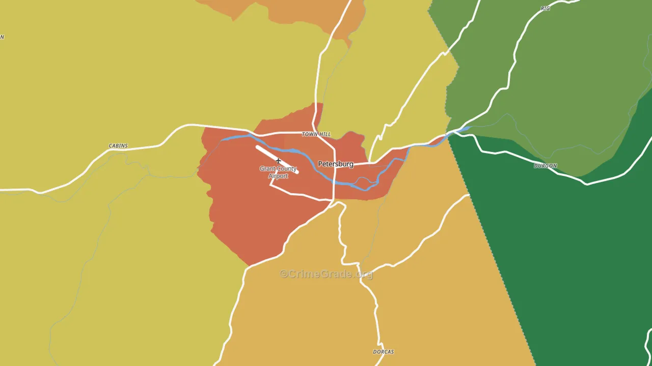 Petersburg, WV Map of Drug-Related Crime Rates