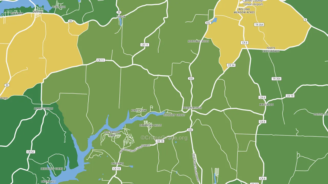 Petersburgh, OH Map of Drug-Related Crime Rates