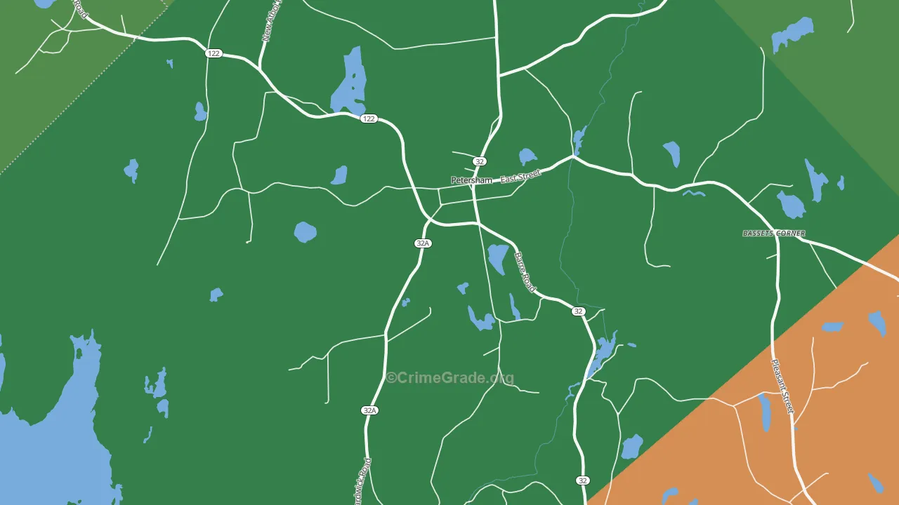 Petersham, MA Map of Drug-Related Crime Rates