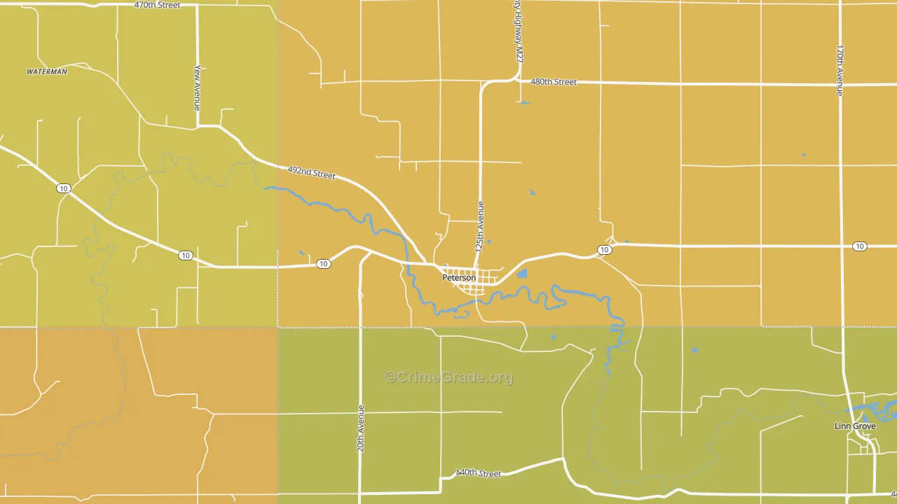 Peterson, IA Map of Drug-Related Crime Rates