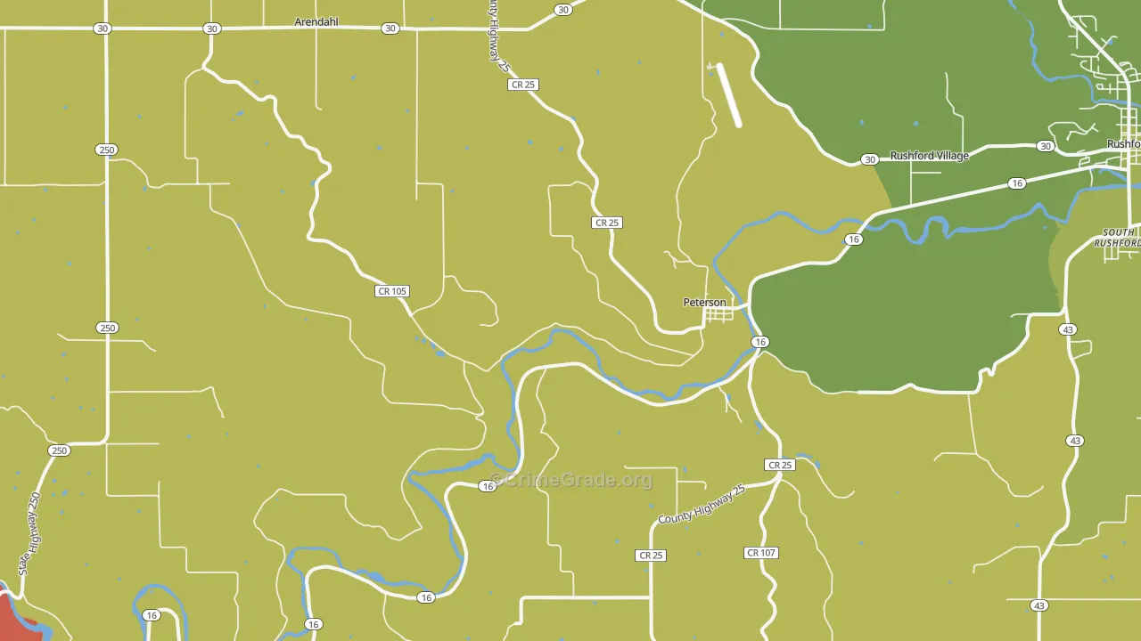 Peterson, MN Map of Drug-Related Crime Rates