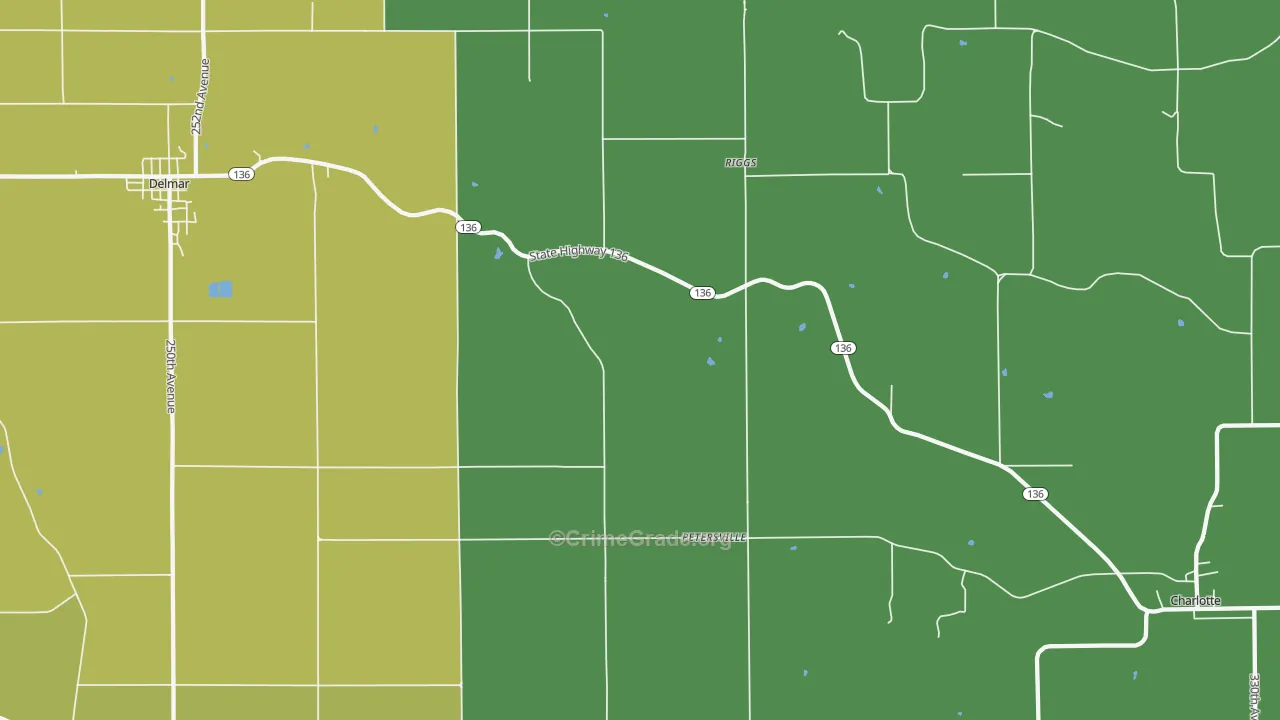 Petersville, IA Map of Drug-Related Crime Rates