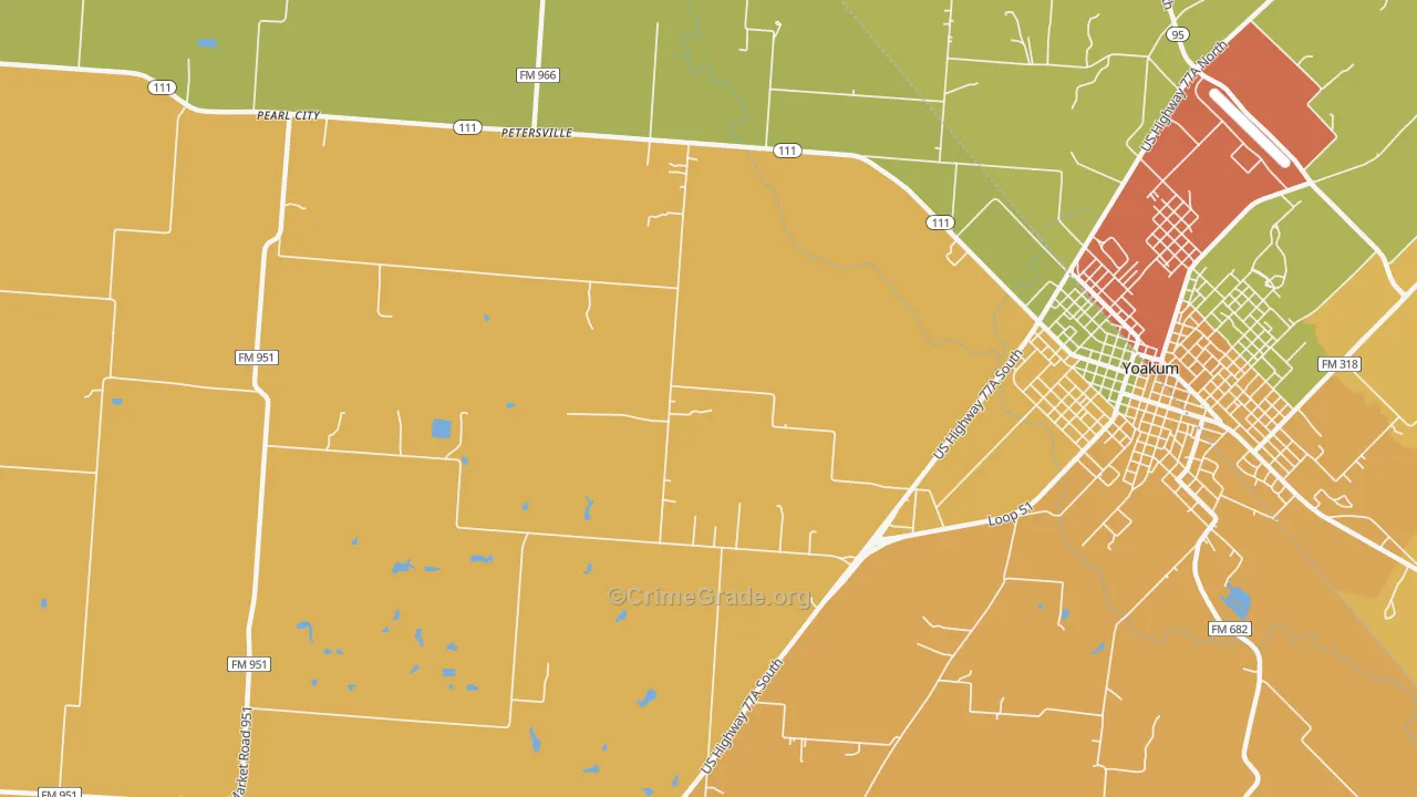 Petersville, TX Map of Drug-Related Crime Rates