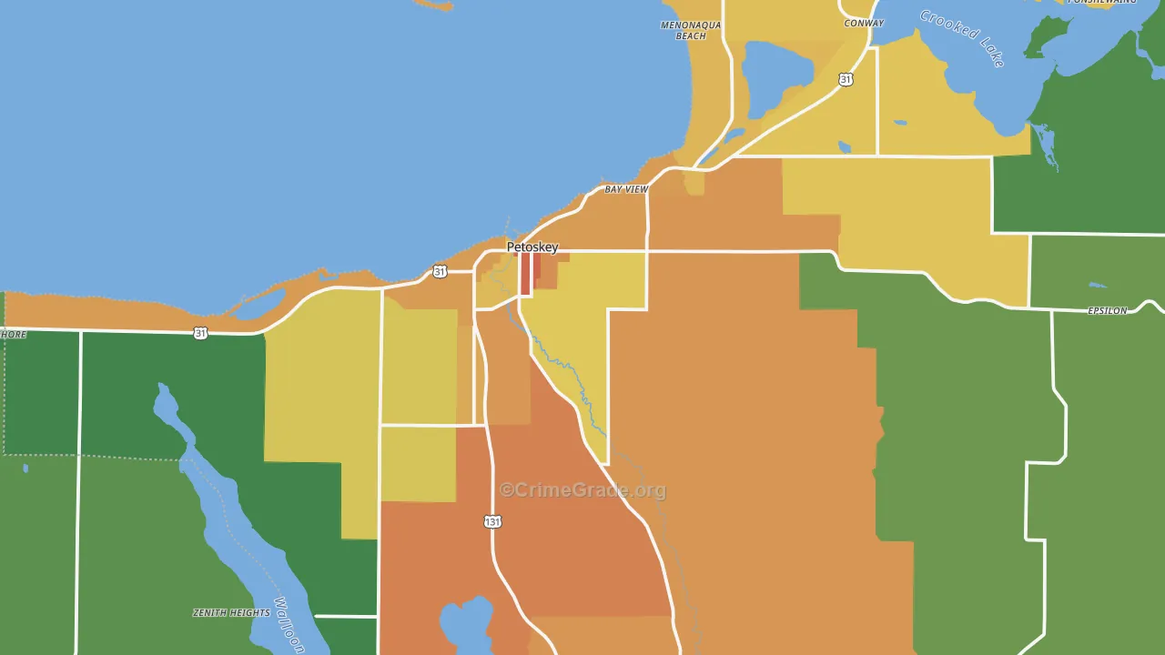 Petoskey, MI Map of Drug-Related Crime Rates
