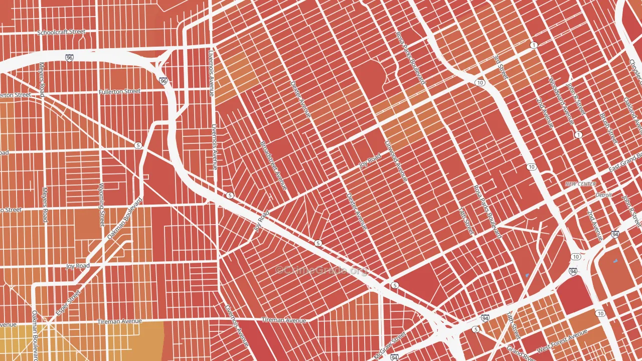 Petosky-Otsego, Detroit, MI Map of Drug-Related Crime Rates