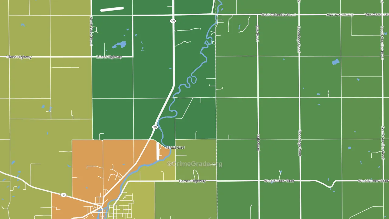 Petrieville, MI Map of Drug-Related Crime Rates