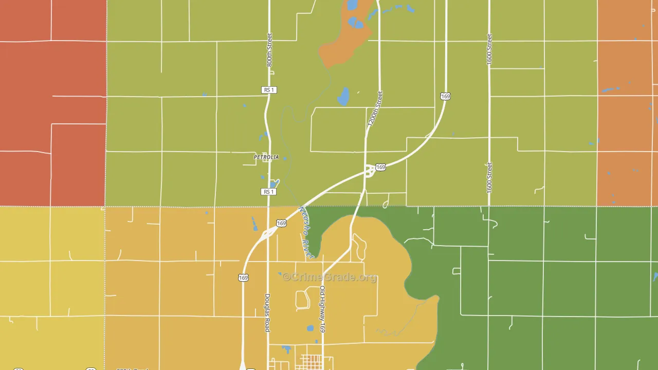 Petrolia, KS Map of Drug-Related Crime Rates