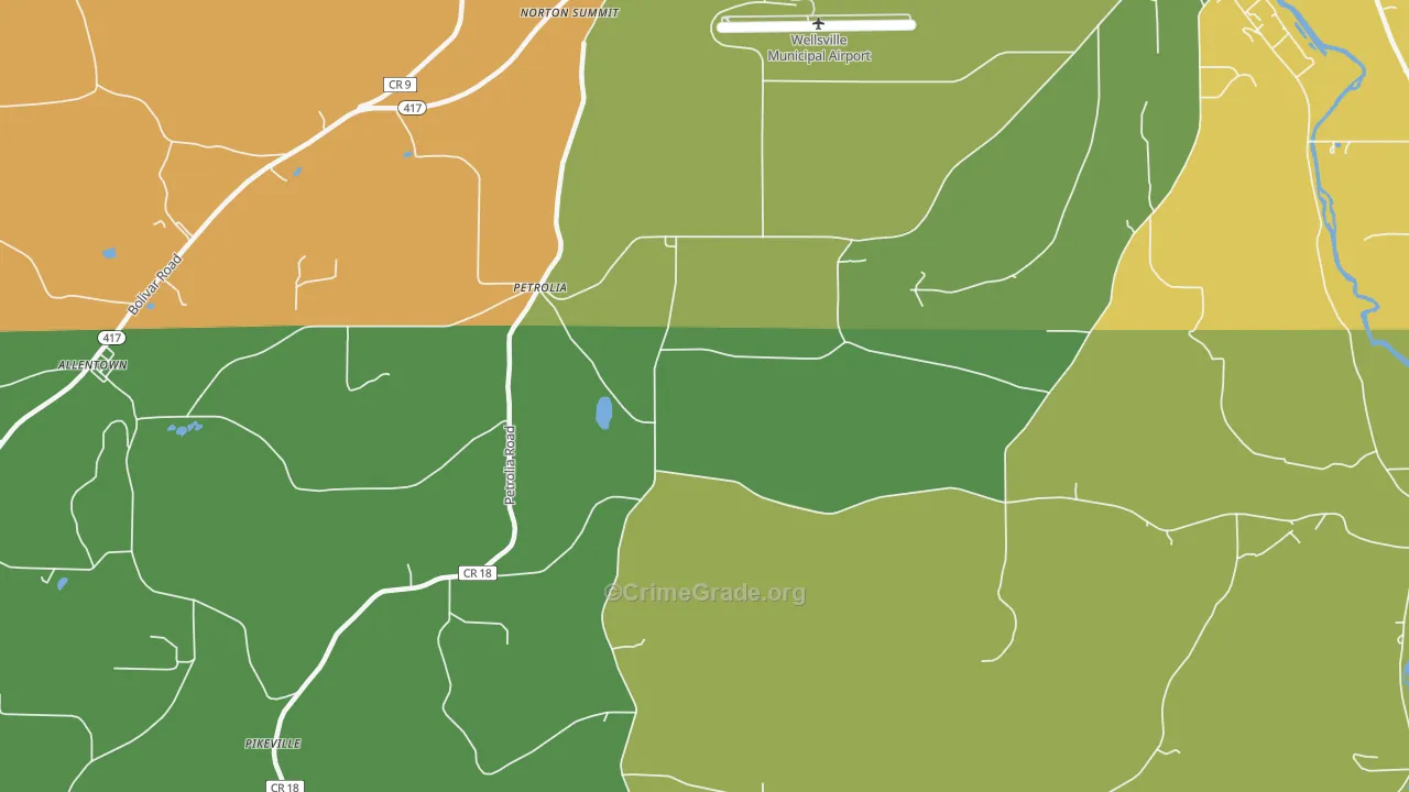 Petrolia, NY Map of Drug-Related Crime Rates