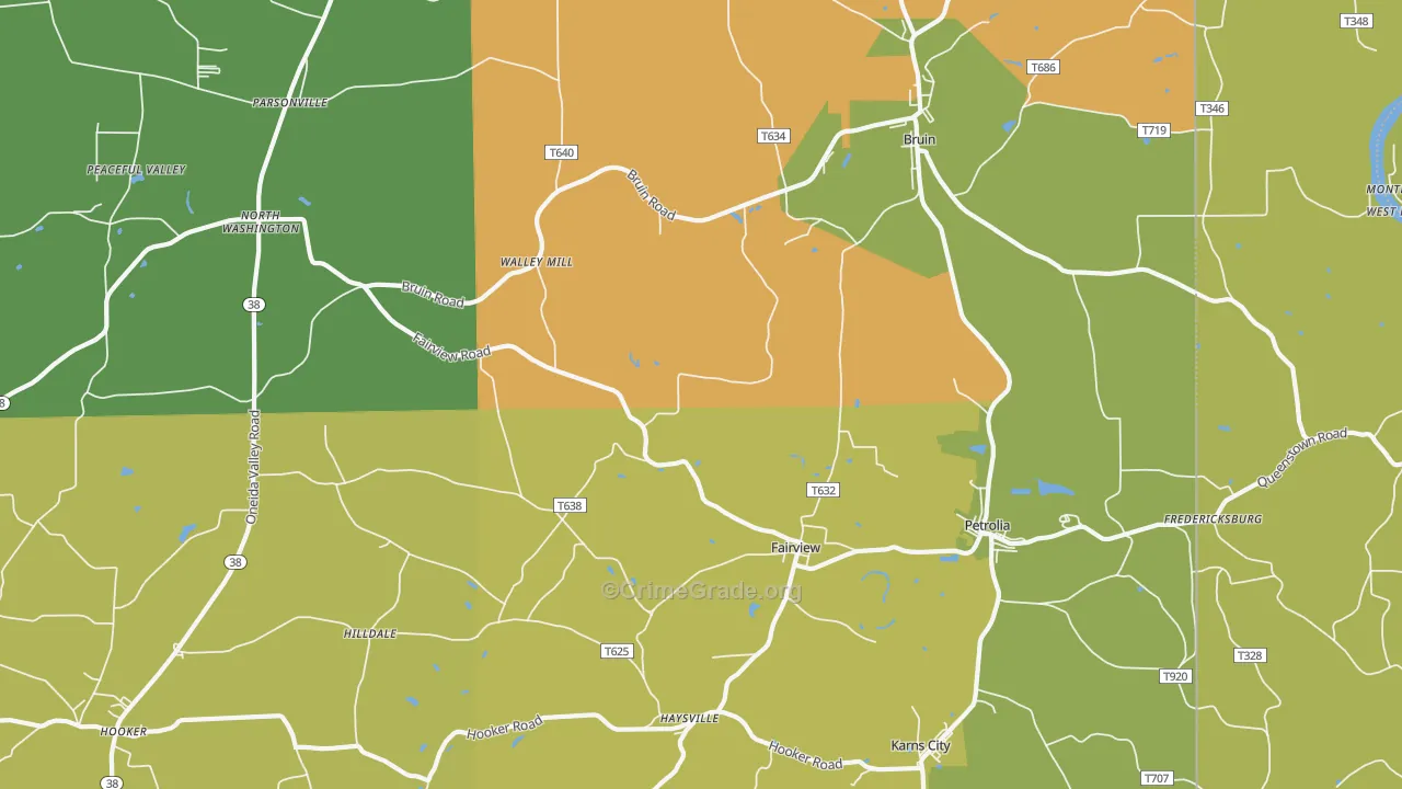 Petrolia, PA Map of Drug-Related Crime Rates