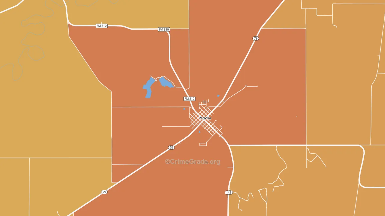 Petrolia, TX Map of Drug-Related Crime Rates