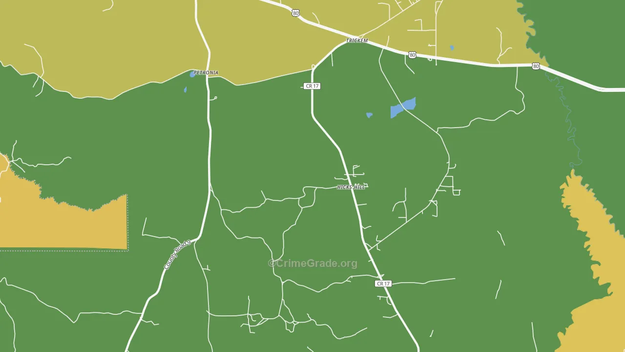 Petronia, AL Map of Drug-Related Crime Rates