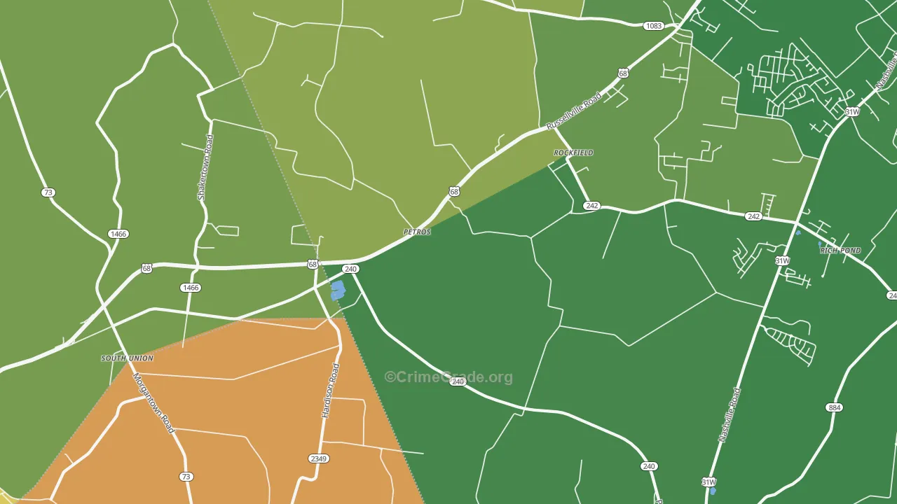 Petros, KY Map of Drug-Related Crime Rates