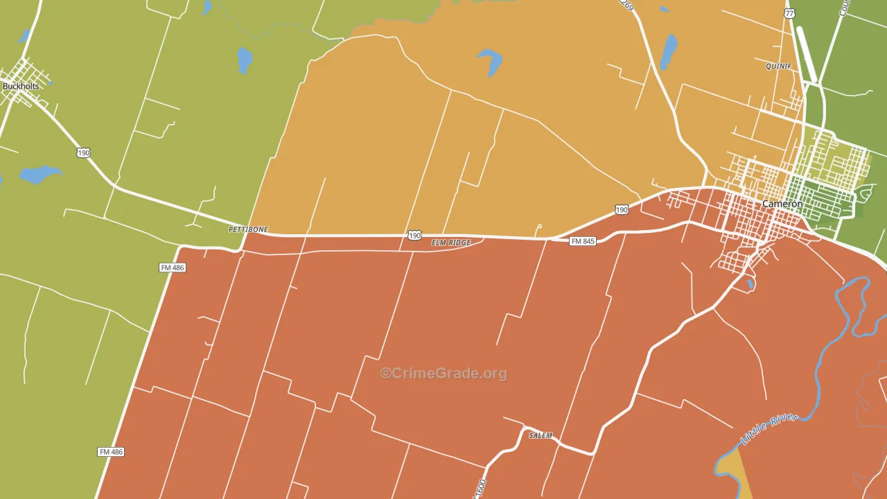 Pettibone, TX Map of Drug-Related Crime Rates