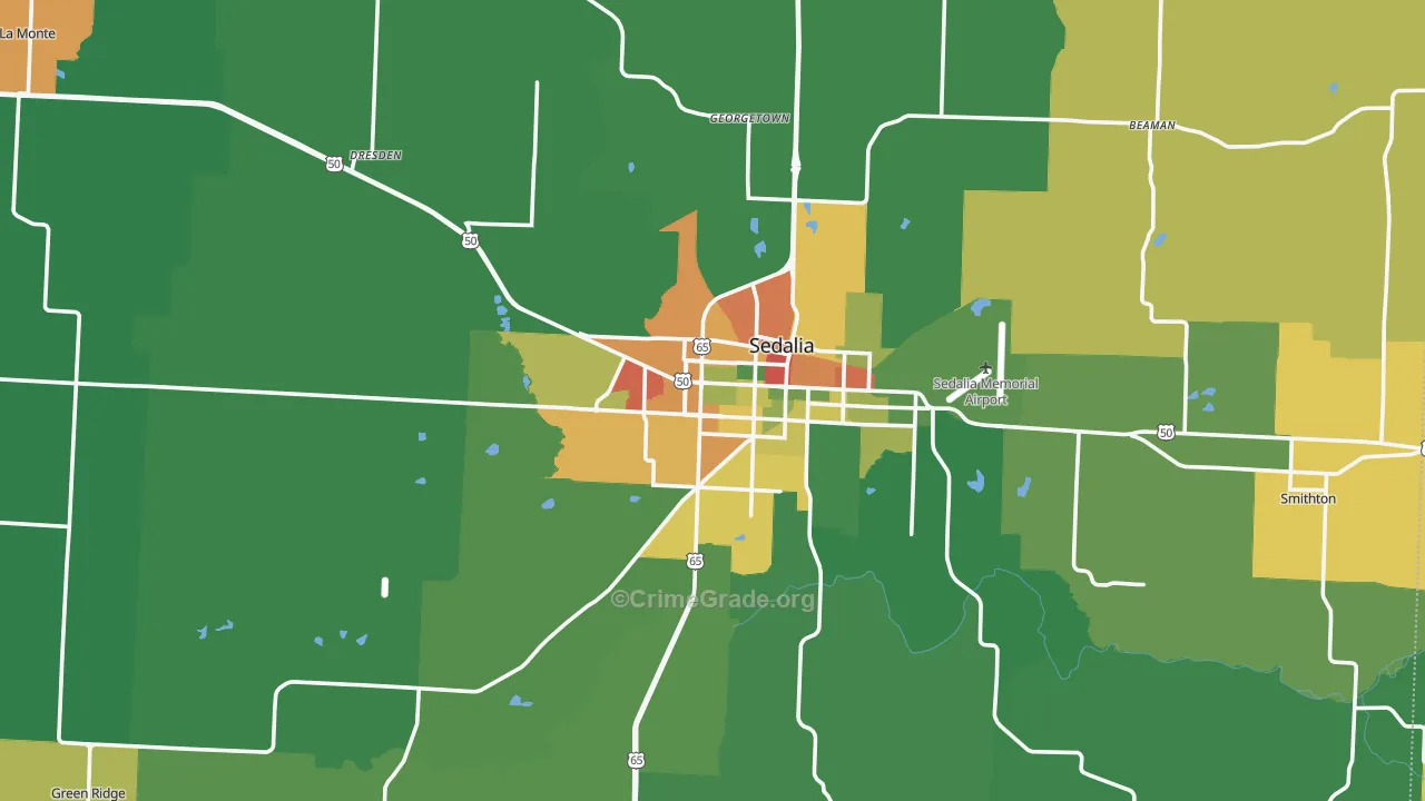 Pettis County, MO Map of Drug-Related Crime Rates