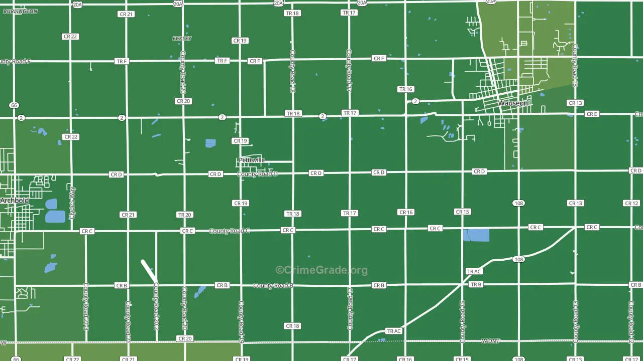 Pettisville, OH Map of Drug-Related Crime Rates