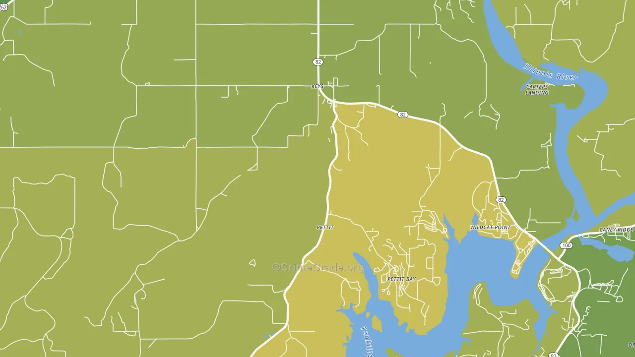 Pettit, OK Map of Drug-Related Crime Rates