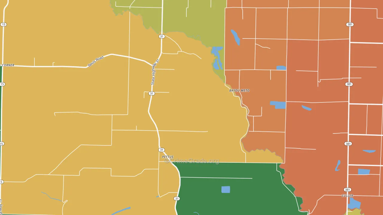Pettus, AR Map of Drug-Related Crime Rates
