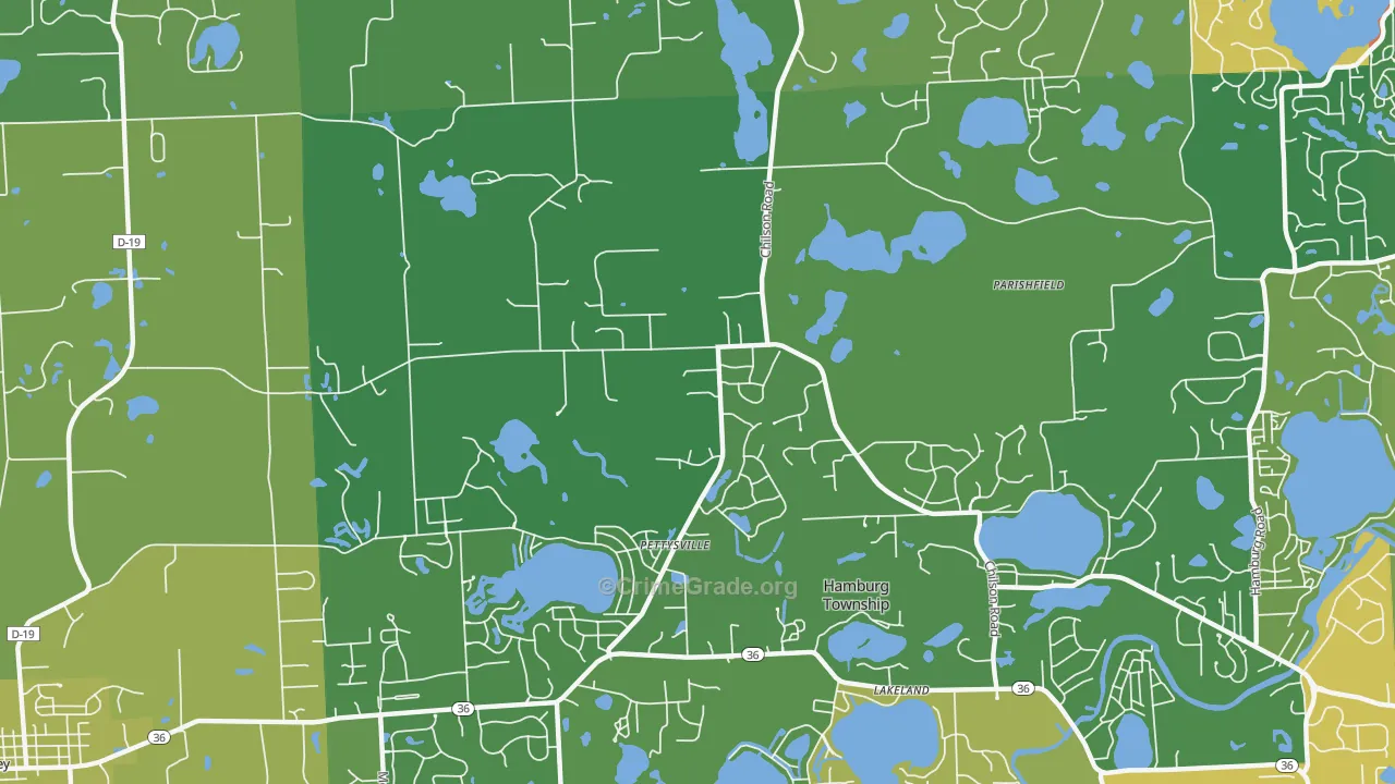 Pettysville, MI Map of Drug-Related Crime Rates