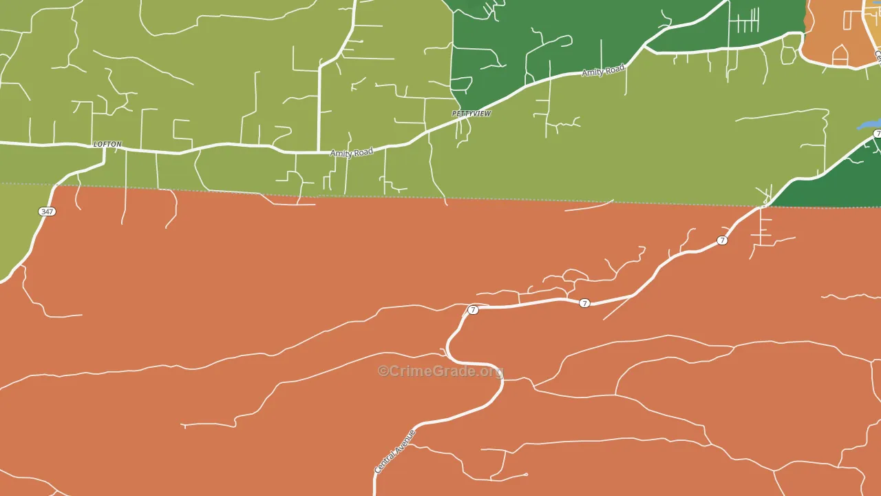Pettyview, AR Map of Drug-Related Crime Rates