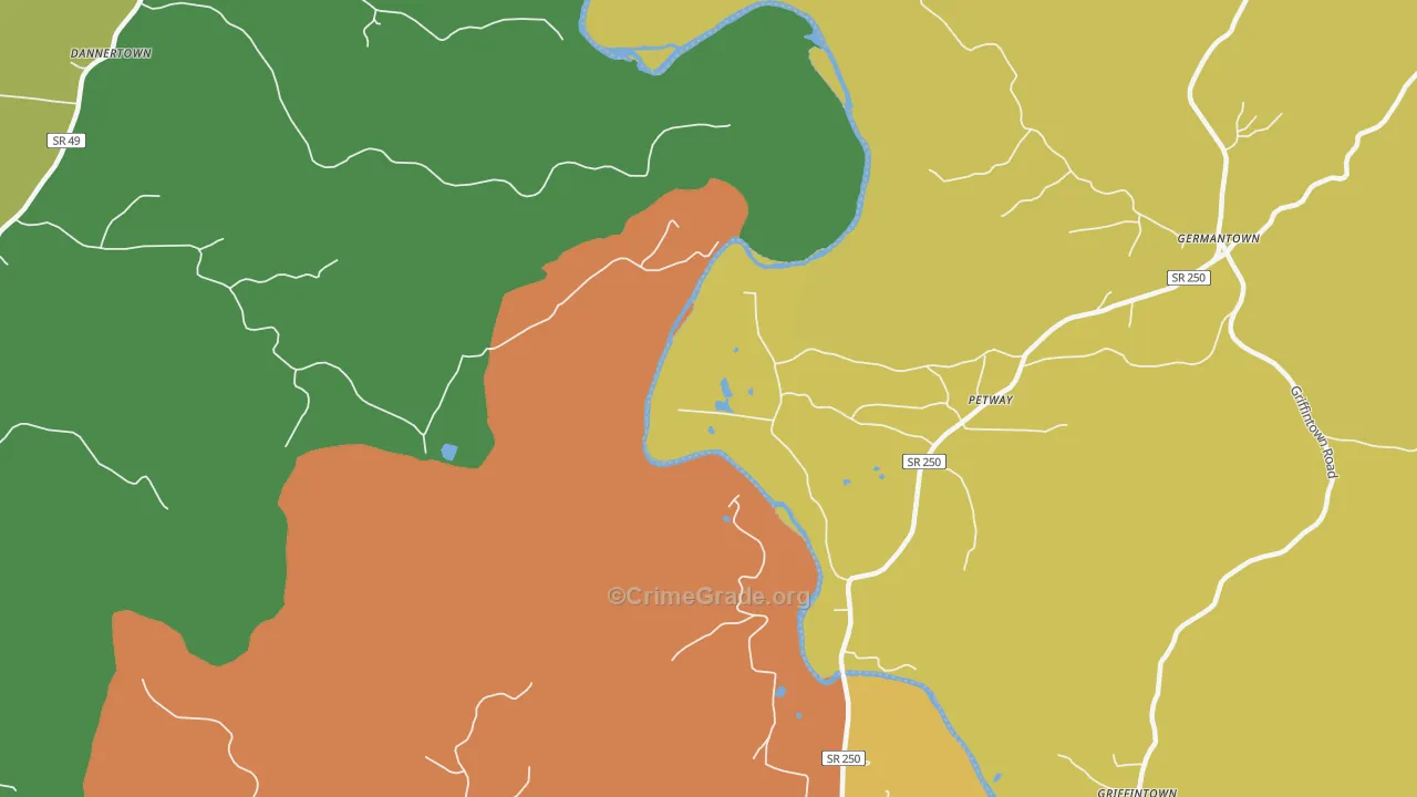 Petway, TN Map of Drug-Related Crime Rates