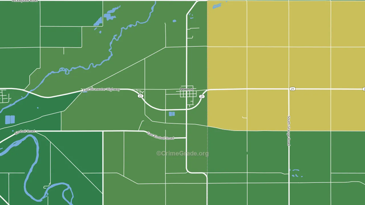 Pewamo, MI Map of Drug-Related Crime Rates