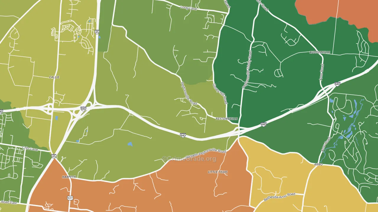 Peytonsville, TN Map of Drug-Related Crime Rates